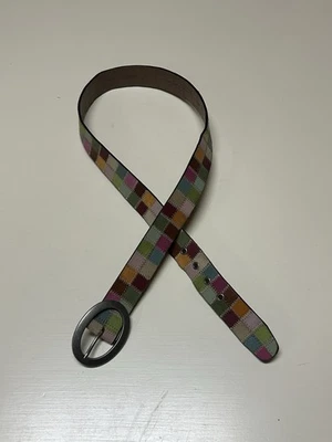 Vintage FOSSIL Women Multicolor Patchwork Leather Belt Size Large - Image 1 of 4