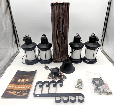 *OPEN BOX* Vintage Wooden Hanging Pendant Light Retro Loft Lantern Chandelier - Image 1 of 4