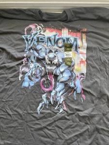 Men's Venom Marvel City Aflame Graphic T-Shirt Tee Charcoal - Size XL - Picture 1 of 2