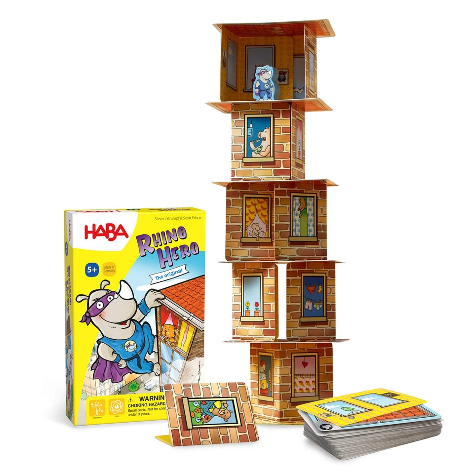 HABA Rhino Hero A Heroic Stacking Card Game for Ages 5 and Up - Image 1 of 4