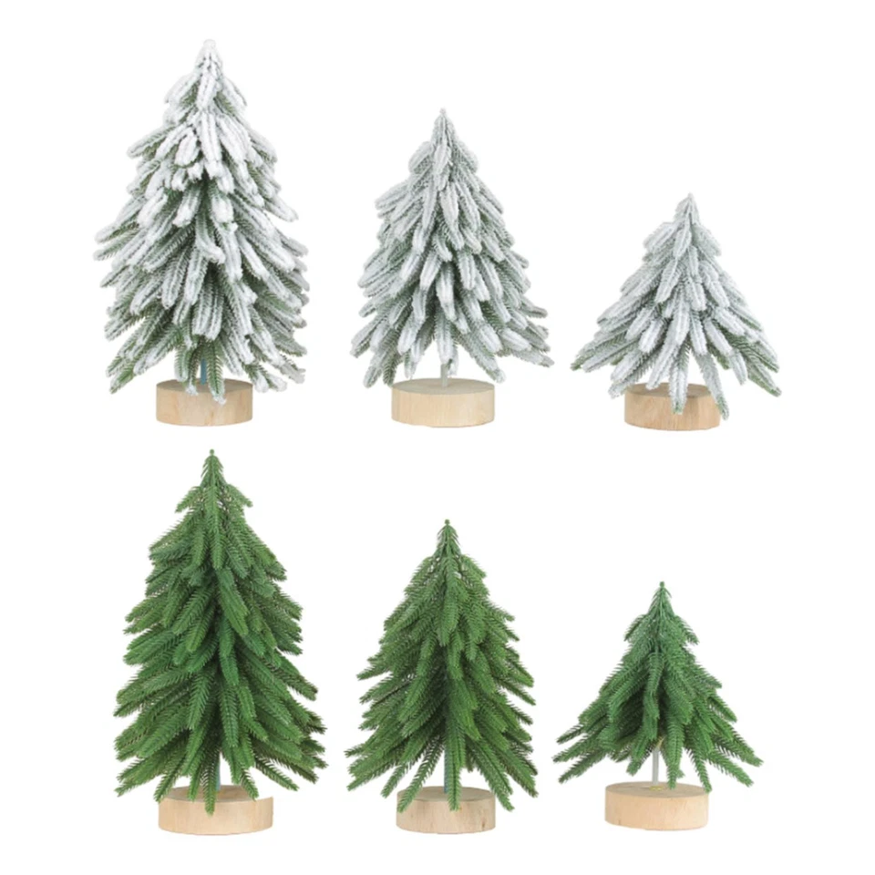 Cedar Tree Flocked Christmas Tree Decorative Tree Ornament Rustic Tabletop Mini - Image 1 of 1