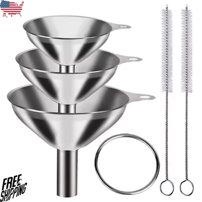 6 Pcs Stainless Steel Mini Funnels for Kitchen Use Large Tiny Small Funnel Set 3 - Image 1 of 2