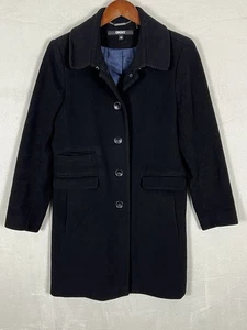 DKNY Coat Women's 14P Petite Long Black Color Solid Wool 5 Button Wool Cashmere - Picture 1 of 21