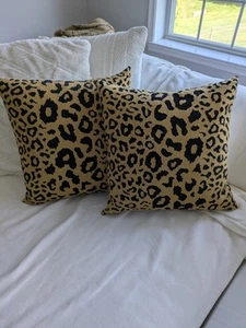 Wamsutta Leopard Print Duck Feather filled Pillows 19x19in - Picture 1 of 14