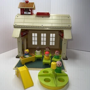 Vintage Little People Fisher Price 1971 School House w/ People & Accessories - Picture 1 of 9