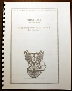 1913-14 Spacke Deluxe Motor Parts Book, Black & White, Spiral Bound Reproduction - Bild 1 von 4