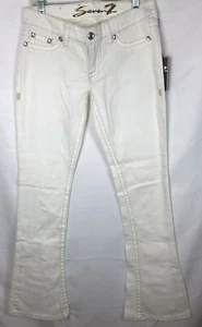NWT Seven7 Woman's Tulip White Rhinestone Buttons 8 Rise Jean Size US 7 EUR 28 - Picture 1 of 12