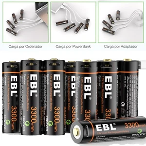 EBL 1.5V USB AA Rechargeable Batteries Double A Lithium Battery + USB Cable lot - Picture 1 of 23