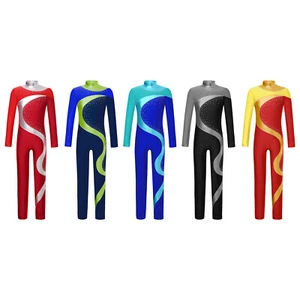 Girls Leotard Keyhole Back Jumpsuit Contrast Color Romper Child Catsuit Soft - Picture 1 of 51