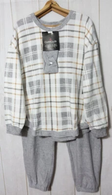 Cuddl Duds Fleece Pajama Set Womens 3X (26W-28W) Multi Plaid/Grey Pants NEW - Image 1 of 4