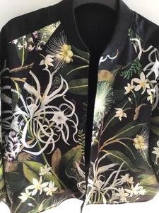 weekday wende blouson jacke schwarz M floral botanik satin boho blogger - Bild 1 von 13