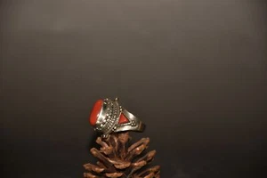Pure copper inlay coral dyed ring decoration - Picture 1 of 6