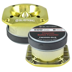 Blastking TW2000-GLD 500 Watts 4x4 inch 1.5 inch VC Titanium Bullet Tweeter Gold - Picture 1 of 7