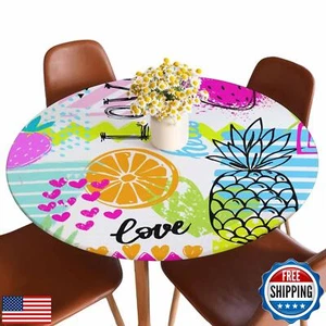 Guxxuil Tropical Fun Ananas Runde Tischdecke Abdeckung Erdbeeren Orangen - Bild 1 von 5