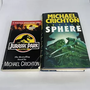 Jurassic Park (Paperback) & Sphere (Hardcover) Michael Crichton Books - Picture 1 of 4