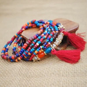 Bohemian Charm Bracelets Handmade Feather Tassel Beaded Bracelet Women's Jewelry - Picture 1 of 27