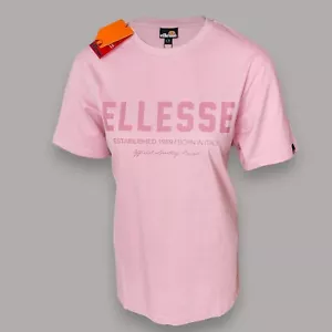 Ellesse Womens Loftini T-shirt Short Sleeve Top Pink Tee Size UK 10 Loose Fit - Picture 1 of 7