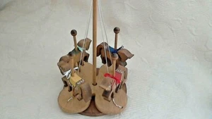 Swing Wooden Horse Carousel Swings Both Ways On 4 Leaf Platform 12.5" Tall 9" - Picture 1 of 8