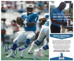 Warren Moon signed Houston Oilers football 8x10 photo Beckett COA proof auto - Picture 1 of 3