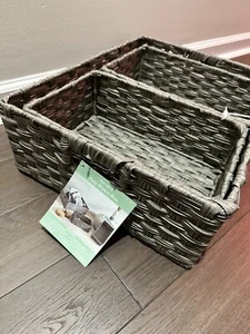 set of 3 faux wicker bins - Picture 1 of 4