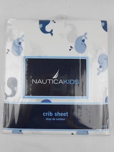 NauticaKids Nautica Spannbetttuch Blauwale 28" x 52" Kinderzimmer Baumwolle NEU - Bild 1 von 3