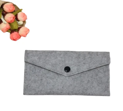 Cartera de fieltro simple bolsa para teléfono móvil monedero estuche protector gris claro Foto 1 de 2