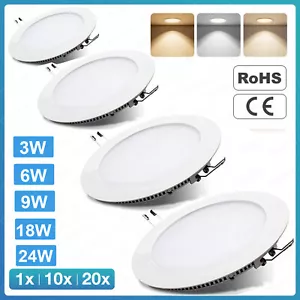 3W 6W 9W 12W 18W 24W LED Recessed Ceiling Panel Down Lights Slim Lamp Fixture US - Picture 1 of 21