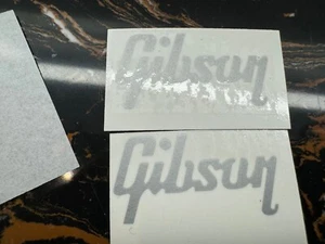 2Pcs Gibson Custom Guitar Bass Headstock Vinyl Waterslide Transfer Decals Silver - Picture 1 of 8