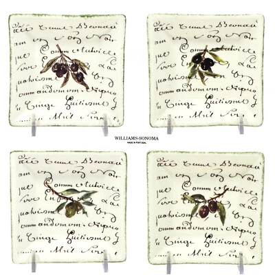 Williams-Sonoma OLIVE SCRIPT 4" Conjunto de Tigela de Mergulho Quadrada 4 Peças Acabamento Verde Portugal - Imagem 1 de 4