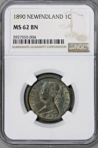 Canada 1890 Newfoundland 1 Cent NGC MS 62 BN    S394 - Picture 1 of 2