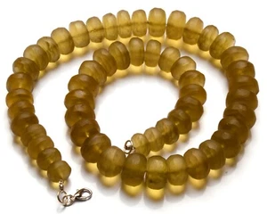 Honey Quartz Gems 12 to 16 mm Big Size Matte Finish Rondelle Beads 20" Necklace - Picture 1 of 9