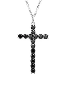 18K White Gold Plated Silver Necklace With 0.90 TCW Black Moissanite (VS, Round) - Picture 1 of 6