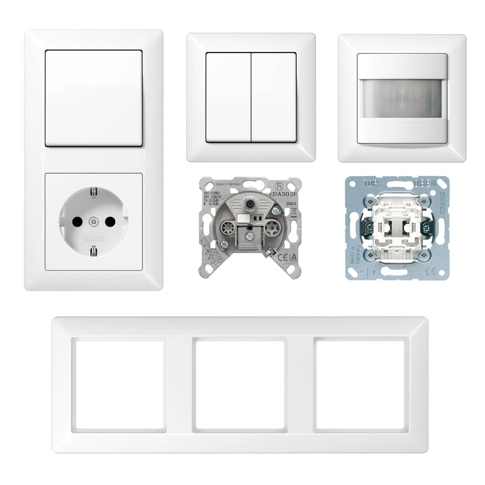 JUNG Schalter Einsätze Steckdosen Abdeckung AS500 alpinweiß / freie Auswahl - Bild 1 von 1