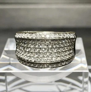 Estate Levian 14K Pave Diamond White Gold Wide Band Ring Size 6 - Picture 1 of 8
