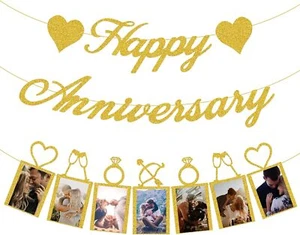 Happy Anniversary Party Decorations Happy Anniversary Banner And Photo Banner Fo - Picture 1 of 3