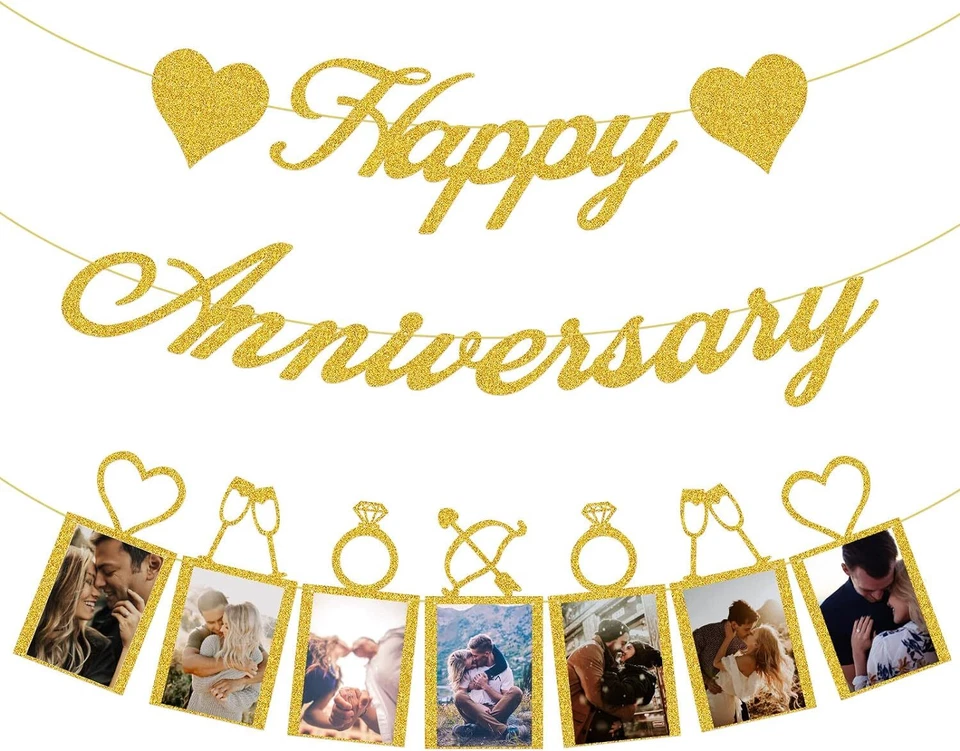 Happy Anniversary Party Decorations Happy Anniversary Banner And Photo Banner Fo Foto 1 de 3