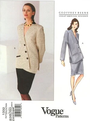 Vogue 1332 GEOFFREY BEENE Jacket w Shaped Front Hemline, Straight Skirt Sz 16-18 - Image 1 of 4