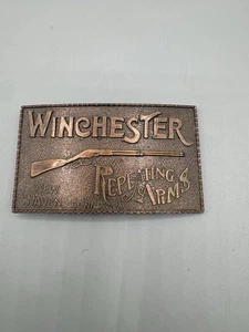 Vintage Winchester Repeating Arms Rifle Belt Buckle Solid Brass New Haven Conn. - Picture 1 of 5