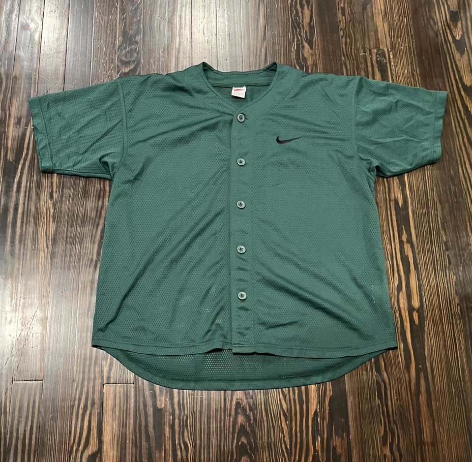 Мужская винтажная бейсбольная футболка Nike с сеткой большой размер зеленый полиэстер - Изображение 1 из 4