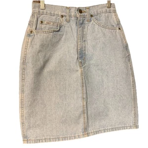 Vtg 80s 90s Chic High Waist Denim Mini Skirt Size 7 USA Light Wash 26” Waist - Picture 1 of 11