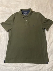 NAUTICA Polo Shirt, Solid Fern Green, Navy Blue Sails, Men’s Size Large - Picture 1 of 3