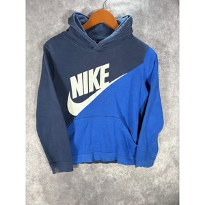 Vintage Nike Hoodie Boys XL Pullover Sweatshirt Big Logo Blue Y2K Swoosh - Picture 1 of 6
