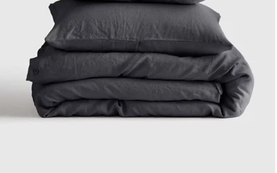 NWT QUINCE EUROPEAN LINEN DUVET COVER SET TWIN CHARCOAL 100% FLAX - Image 1 of 4
