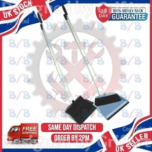 LONG HANDLE DUST PAN DUSTPAN & WITH SOFT BRUSH SWEEPER SET BROOM UPRIGHT CLEANER - Picture 1 of 4