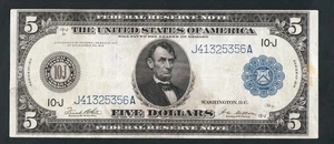 RARE KANSAS CITY TYPE ONE 1914 $5 FEDERAL RESERVE NOTE. NO PINHOLES  - Picture 1 of 2