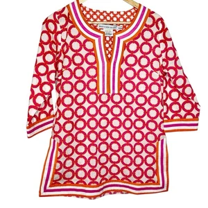 Gretchen Scott Geometric Ring Print Tunic Top Womens Small Cotton Colorful - Picture 1 of 5