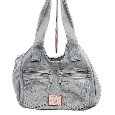True Religion Women's Horseshoe Stitch Denim Blue Satchel Bag 1113-2 - Image 1 of 4