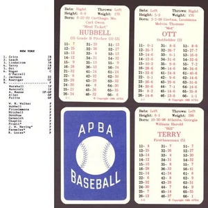 1930 APBA Reprint Season - NEW YORK GIANTS Team Set (From I989) - Picture 1 of 1