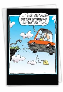 Humor- Hang Of Texting - Birthday Card - Friend Her Him Nobleworks - Picture 1 of 2
