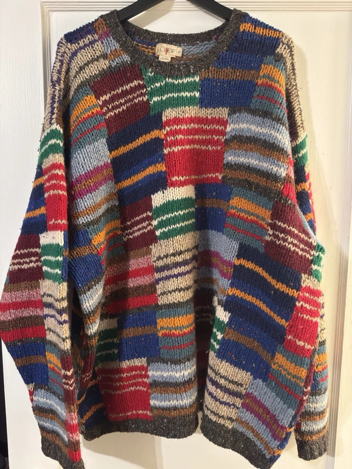Vintage J. Crew Patchwork Sweater XL/XXL Multicolor Excellent! - Image 1 of 3
